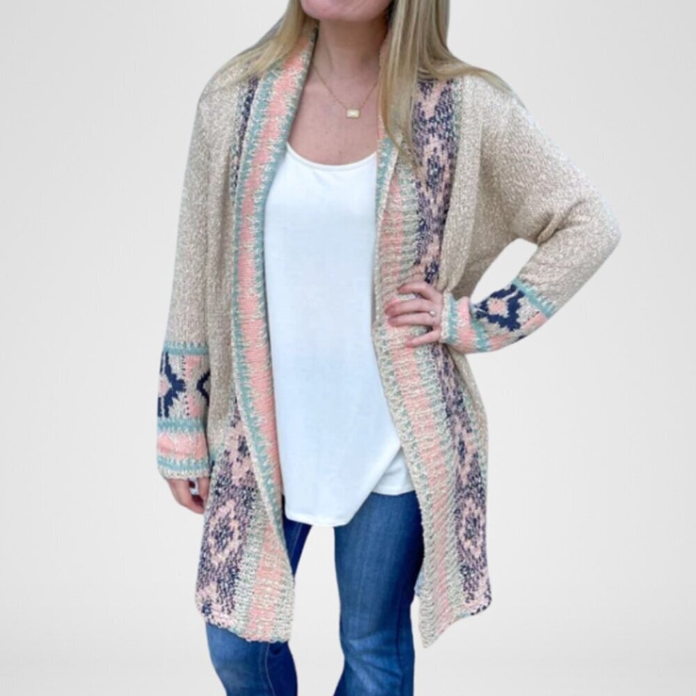 NWT - Aztec Print Open Front Cardigan